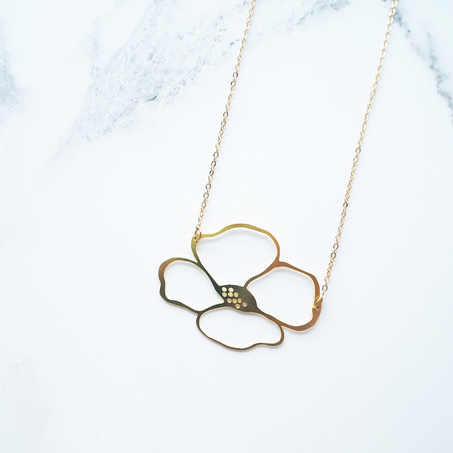Gold Anemone Flower Necklace by Mica Peet