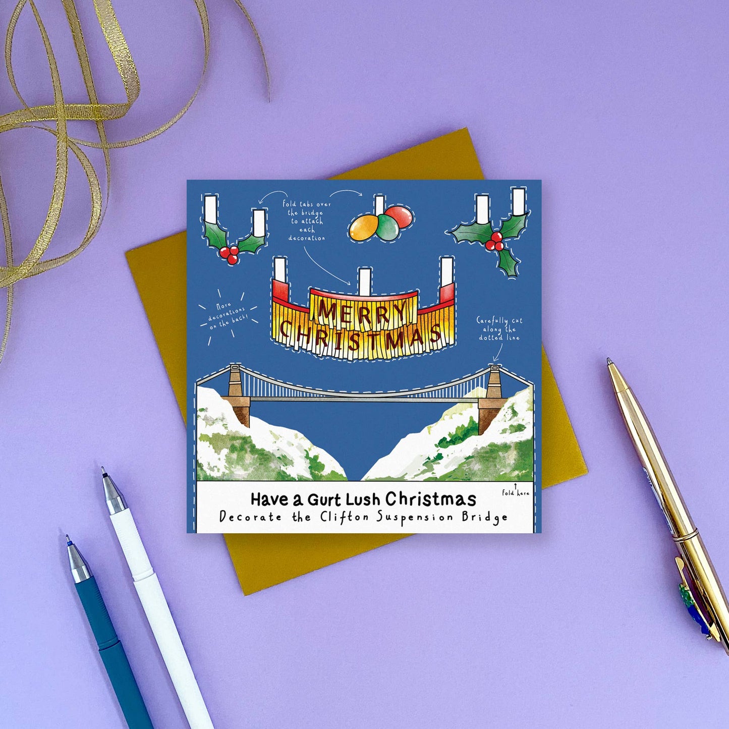 Decorate the Clifton Suspension Bridge Christmas Card