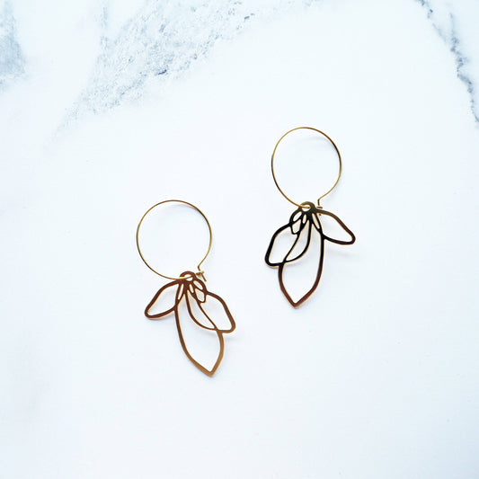 Gold Petal Hoop Earrings by Mica Peet