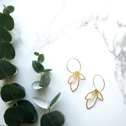 Gold Petal Hoop Earrings by Mica Peet
