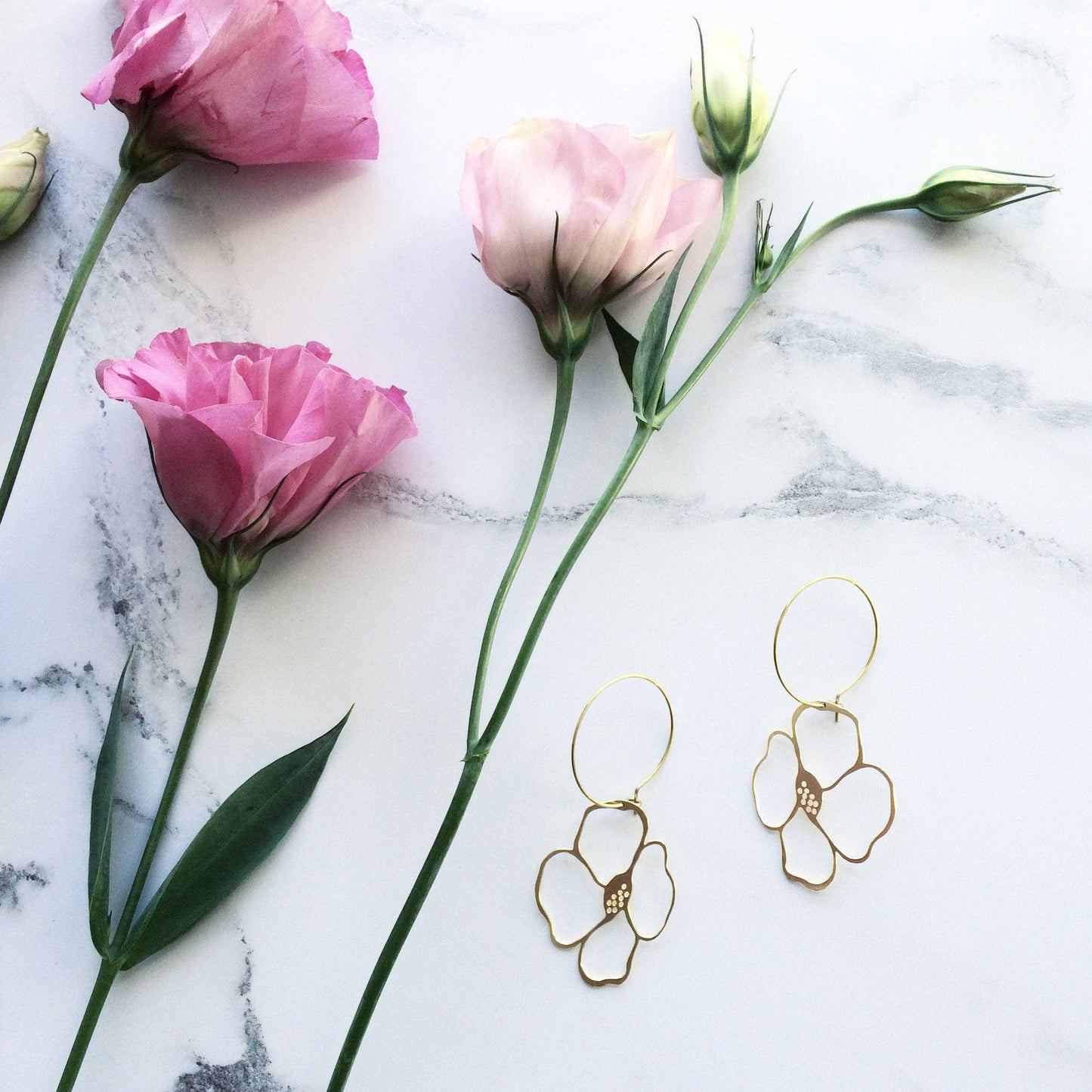 Gold Anemone Hoop Earrings