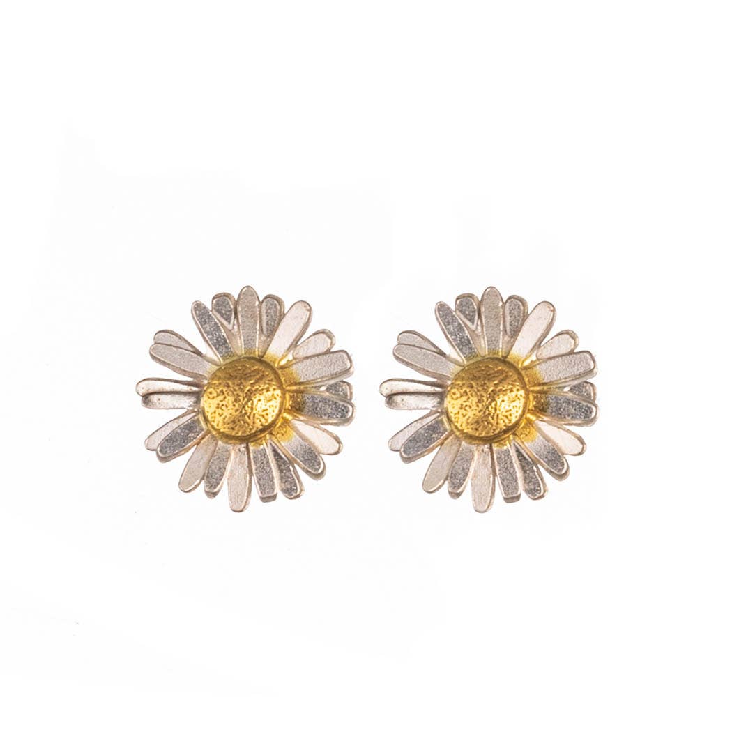 Daisy Flower Head Stud Earrings