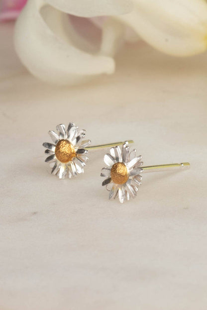 Daisy Flower Head Stud Earrings