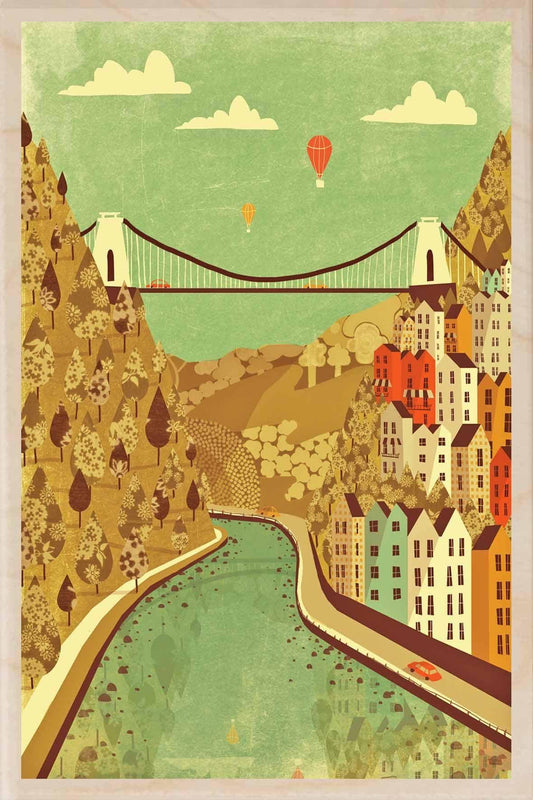 Vintage Clifton Suspension Bridge Wooden Magnet