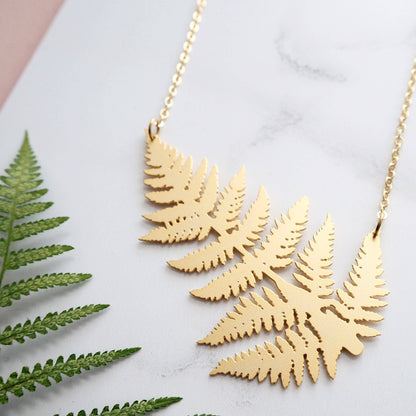 Gold Fern Necklace by Mica Peet