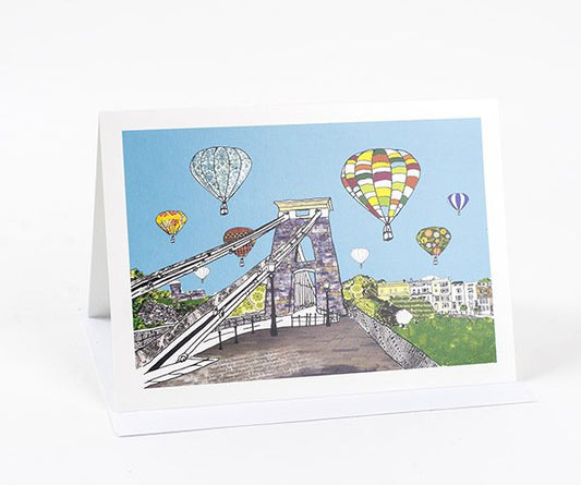Emmeline Simpson Balloons Over the Toll Bridge Greeting Card