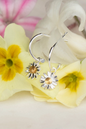 Daisy Flower Head Hoop Earrings