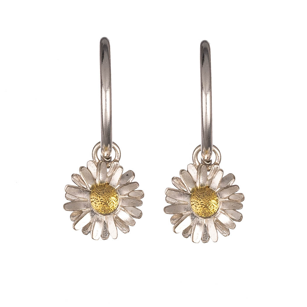 Daisy Flower Head Hoop Earrings