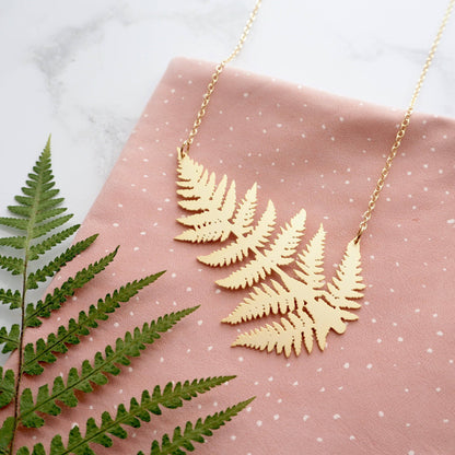 Gold Fern Necklace by Mica Peet