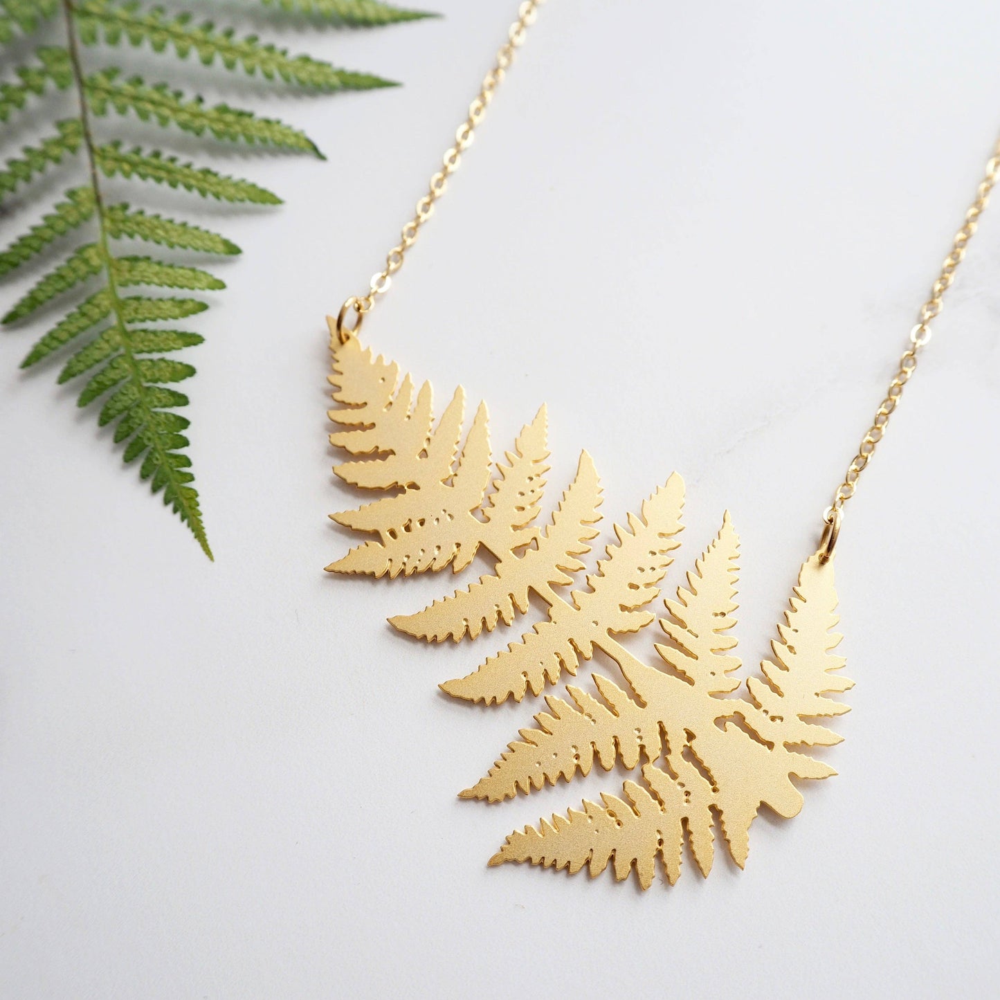 Gold Fern Necklace by Mica Peet