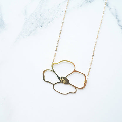 Gold Anemone Flower Necklace by Mica Peet