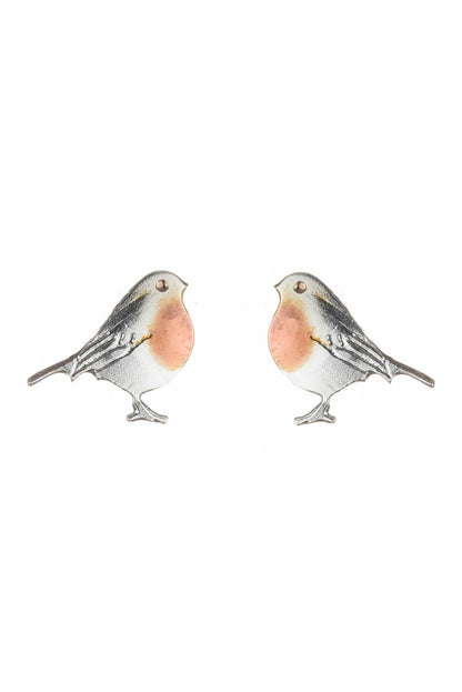 Sterling Silver Robin Stud Earrings