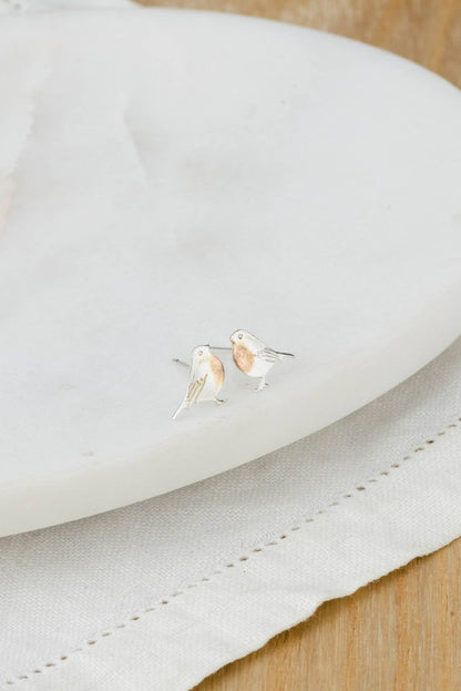 Sterling Silver Robin Stud Earrings