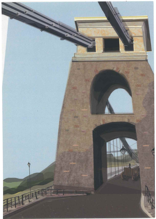Bridge Illustration Postcard